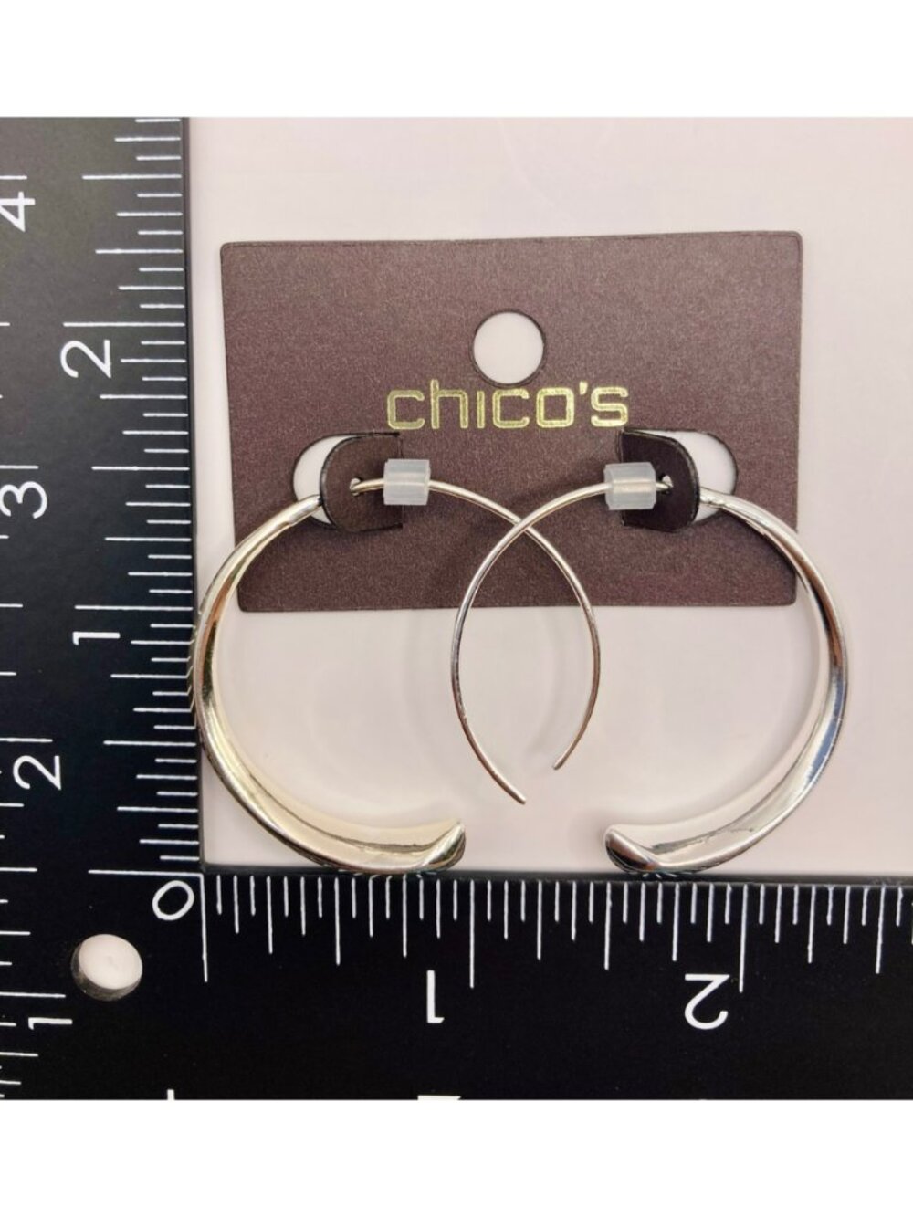 Chicos New Silver-Tone Open Hoop Earrings -72B - Picture 5 of 5
